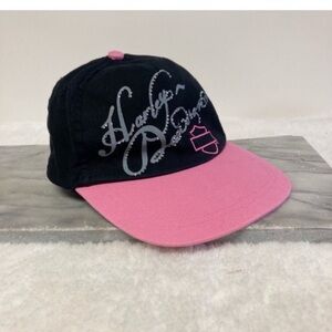 Harley Davidson Rhinestone Kids Cap Hat Black Baby Bubblegum Pink Studded